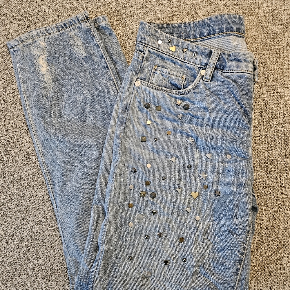 Blanknyc Star Studded Crop Jean Light wash Sz 26 - Picture 11 of 14